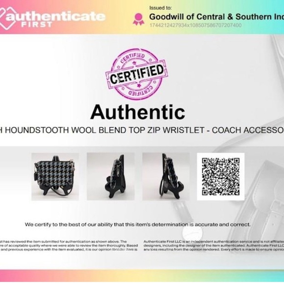 Coach Tweed Houndstooth Wool Wristlet Great Condition - Picture 5 of 5